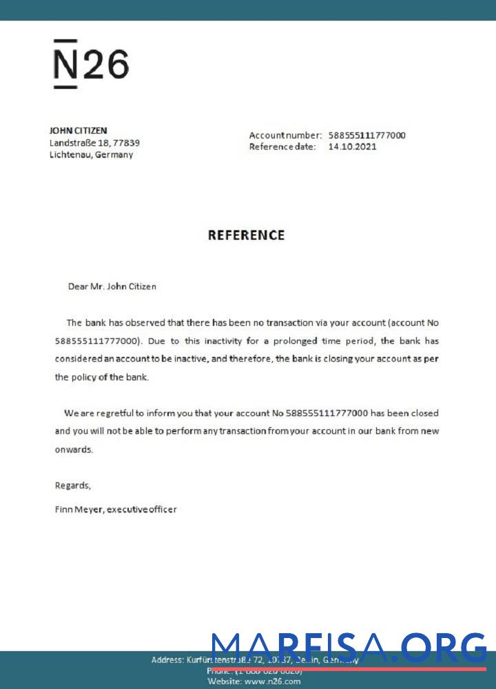 Downloadable Germany N26 closure reference example